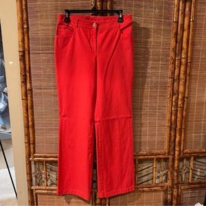 St. John Red Denim Flair Jeans